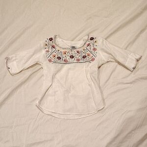Floral Embroidered Cream Blouse